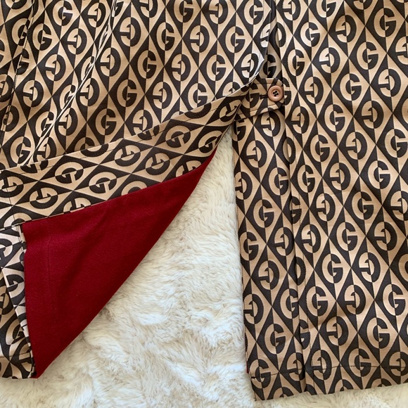 New authentic Gucci Rhombus Belted Trench Coat jacket brown 44 Large - Picture 14 of 16